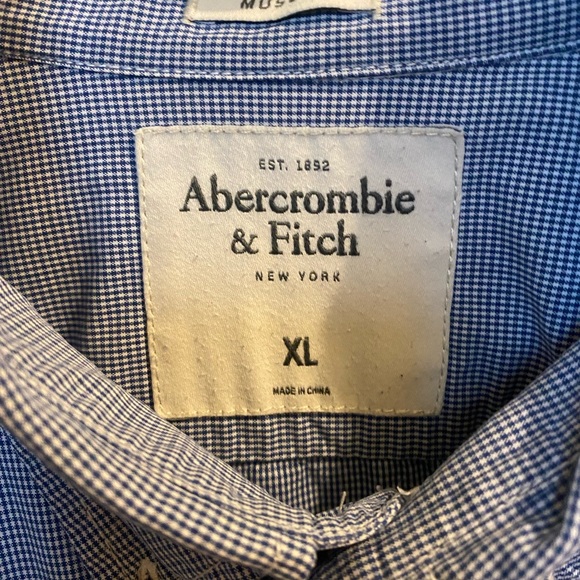 Abercrombie & Fitch checkered light Blue Button-Down Shirt muscle fit size XL - Picture 3 of 7
